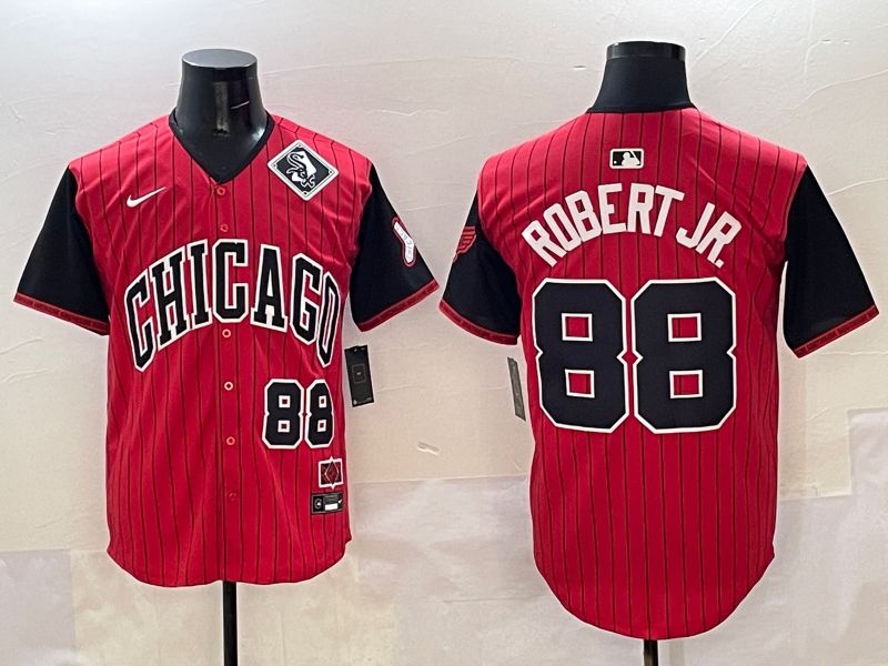 Men Chicago White Sox #88 Robert jr Red Stripe Joint Name 2025 Nike MLB Jersey style 5->chicago white sox->MLB Jersey